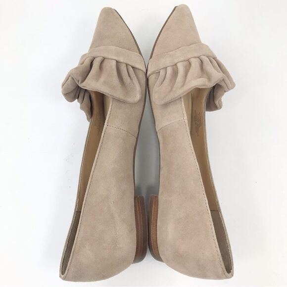 Sole Society KAMBER Tan Suede Leather Ruffle Pointed Toe Slip On Ballet Flat NEW - Picture 6 of 16